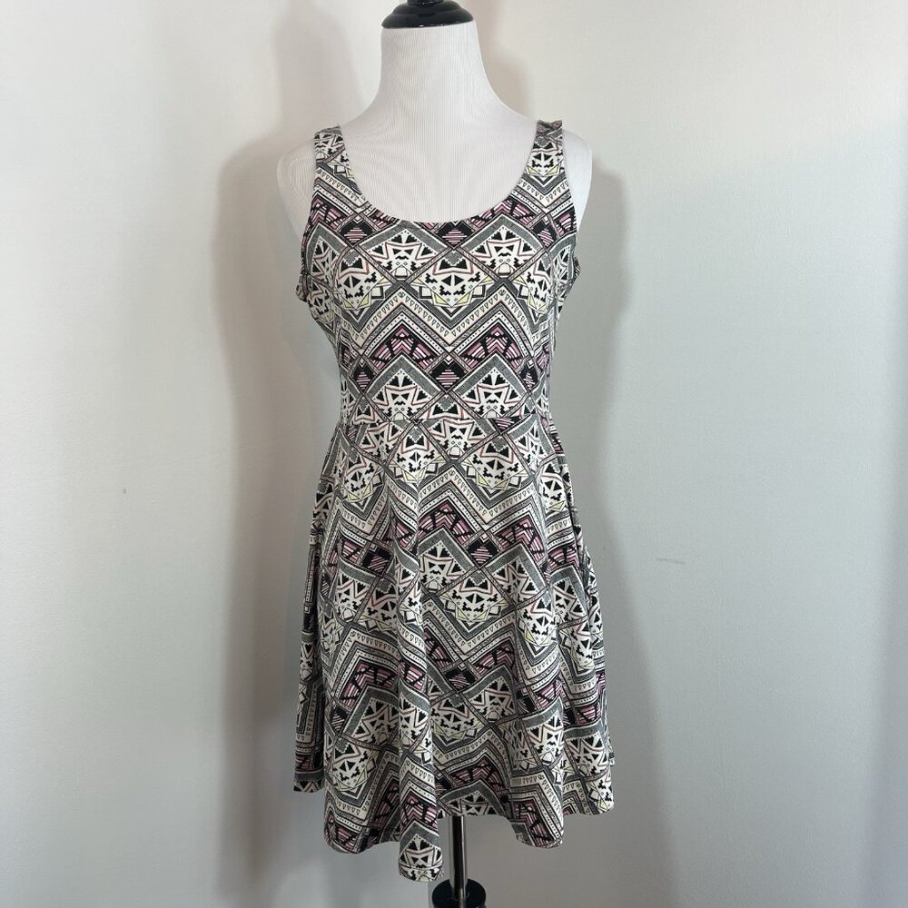 Victoria's Secret PINK Mini Dress Tribal Print Skater Tank Fit & Flare Size M